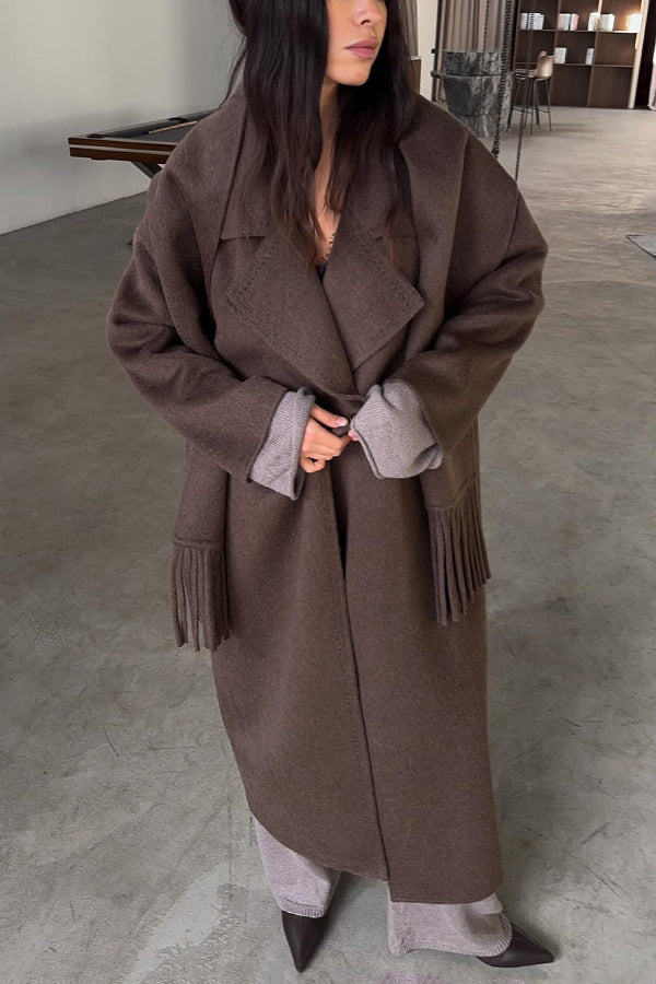Classic Lapel Neck Includes Scarf Long Coat