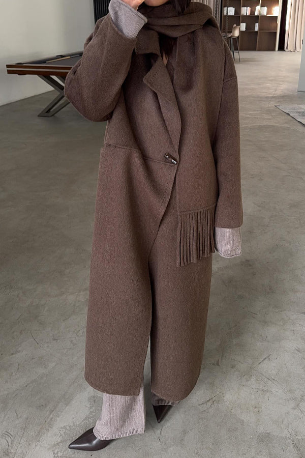 Classic Lapel Neck Includes Scarf Long Coat