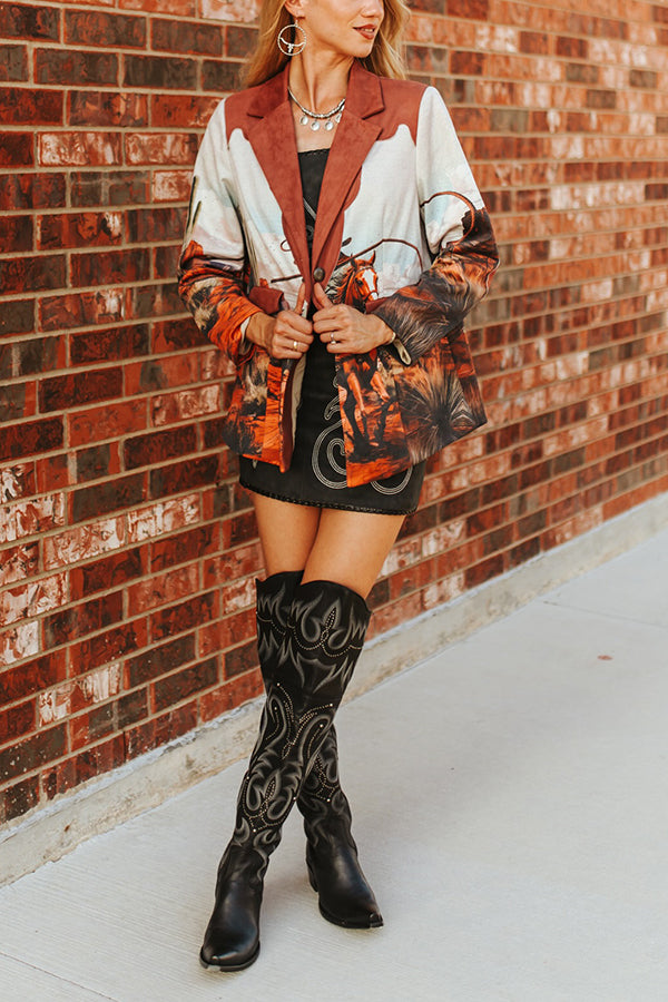 Stylish Lapel Neck Figure Graphic Jacket