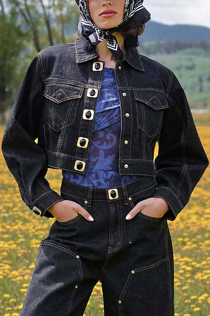 Cool Single Breasted Short Denim Jacket