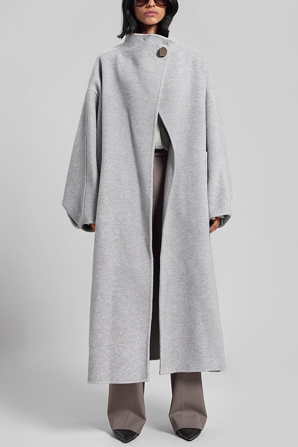 Oversized Mandarin Collar Dropped Shoulder Wide Sleeve Overcoat