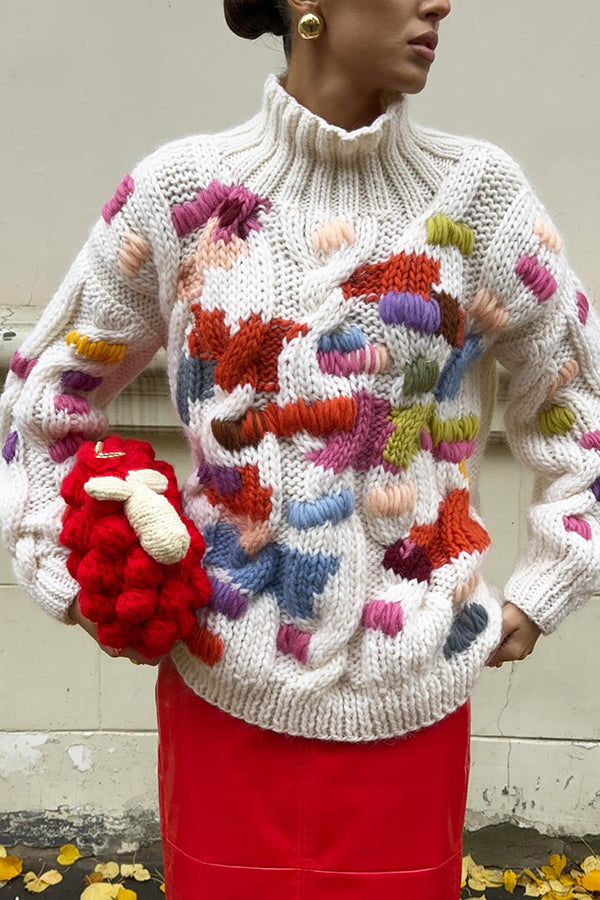 Fashionable Turtleneck Color Block Sweater
