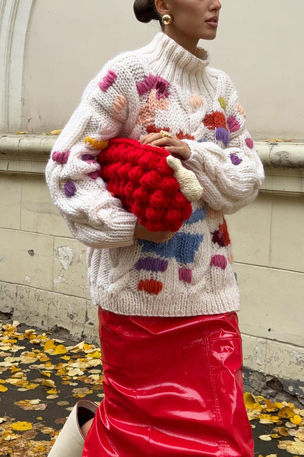 Fashionable Turtleneck Color Block Sweater