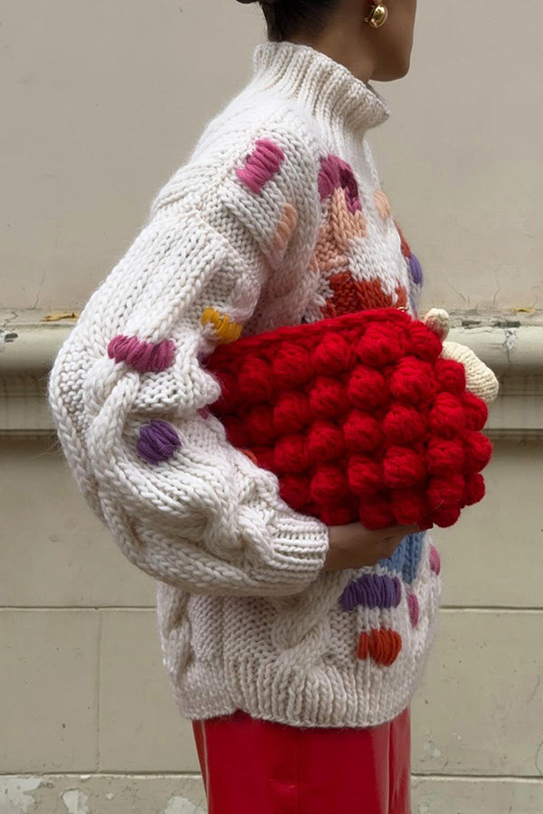 Fashionable Turtleneck Color Block Sweater