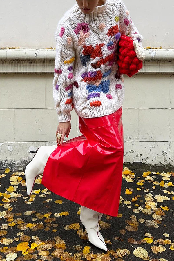 Fashionable Turtleneck Color Block Sweater