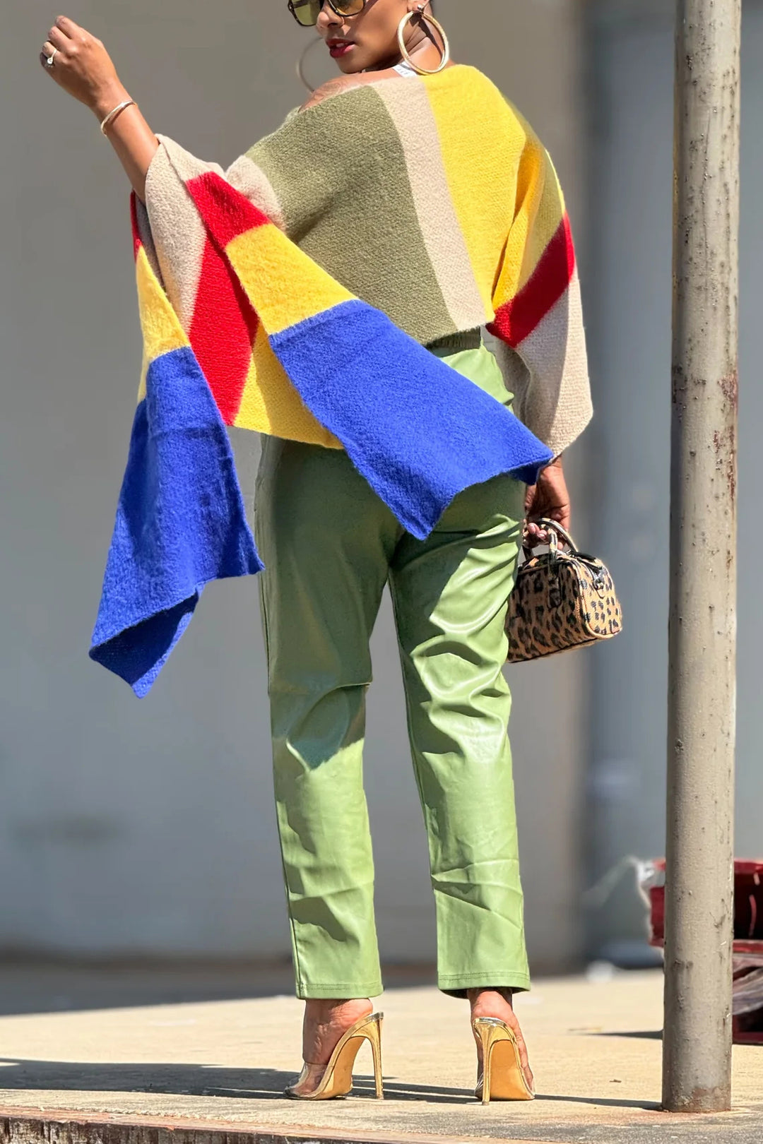 Fashionable Multi Color Asymmetrical Slant Collar Sweater