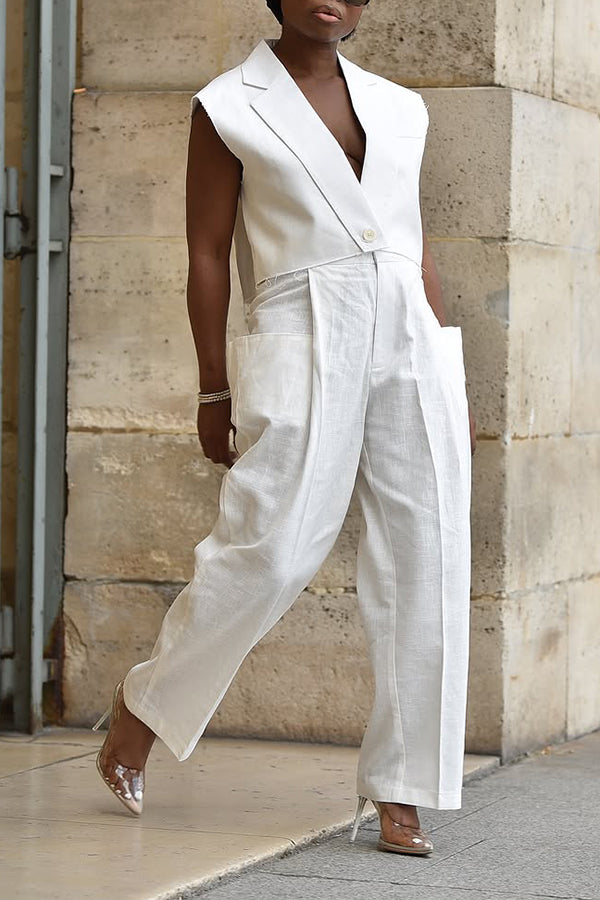 Classic Solid High Waist Pleated Pants