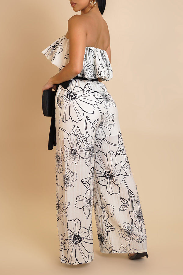 Stylish Off Shoulder Floral Print Jumpsuit
