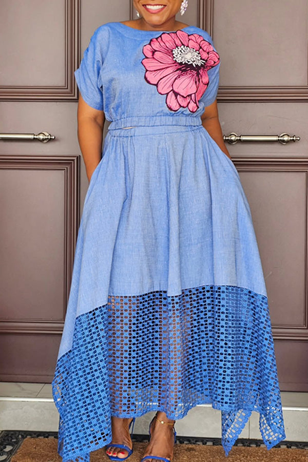 Stylish Floral Print Top & Skirt Set