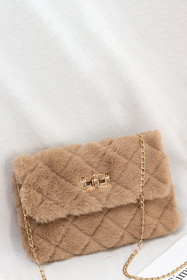 Stylish Versatile Chain Diamond Plush Bag