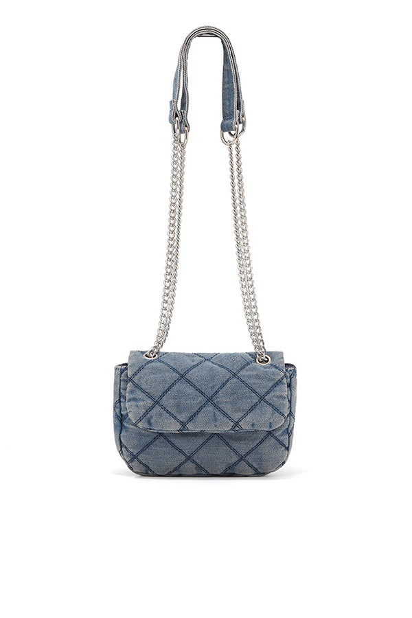 Denim Chanel Style Diamond Chain Bag
