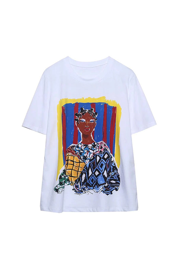 Casual Round Neck Figure Graphic T-shirt