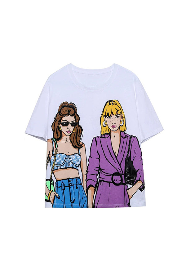 Casual Round Neck Figure Graphic T-shirt