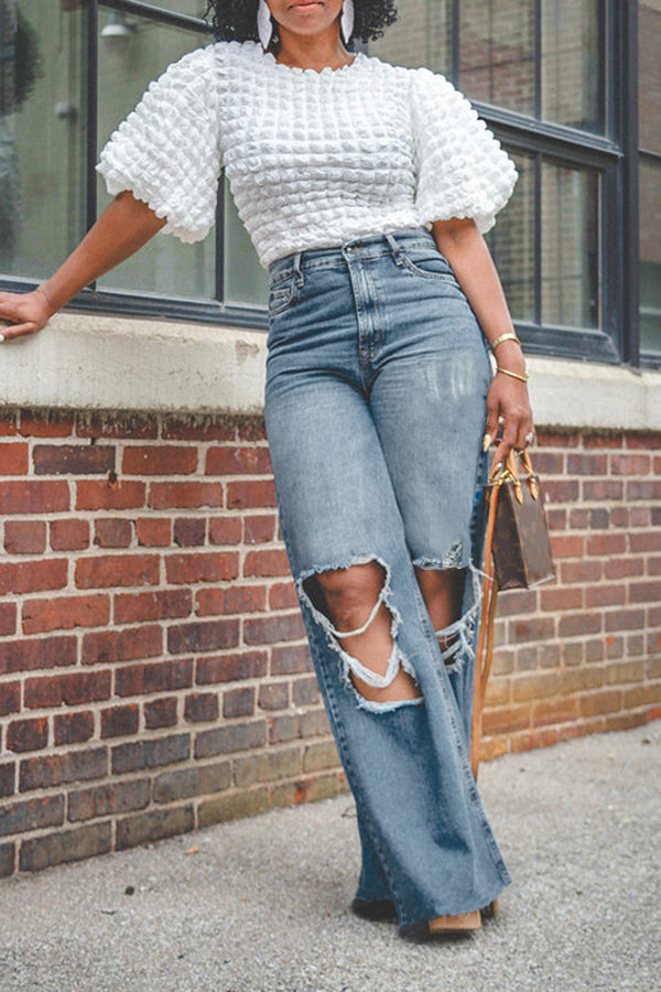 Stylish Distressed High Waisted Jeans