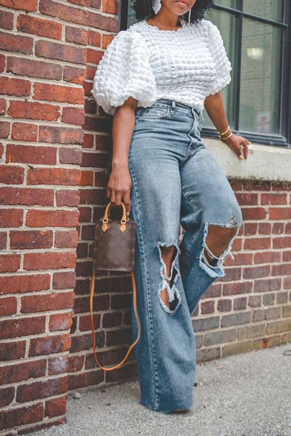 Stylish Distressed High Waisted Jeans