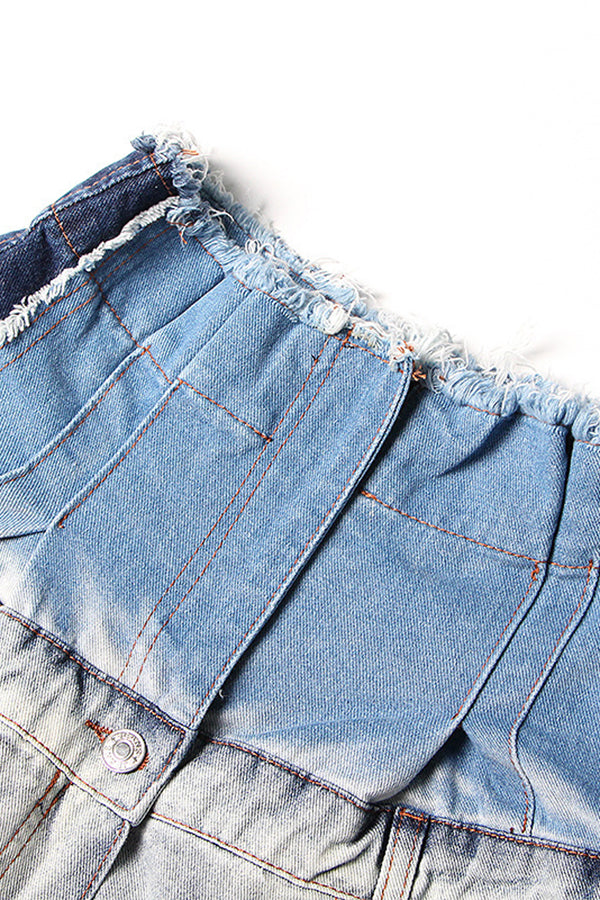 Fashion Street High Waist Patchwork Distressed Denim Shorts*