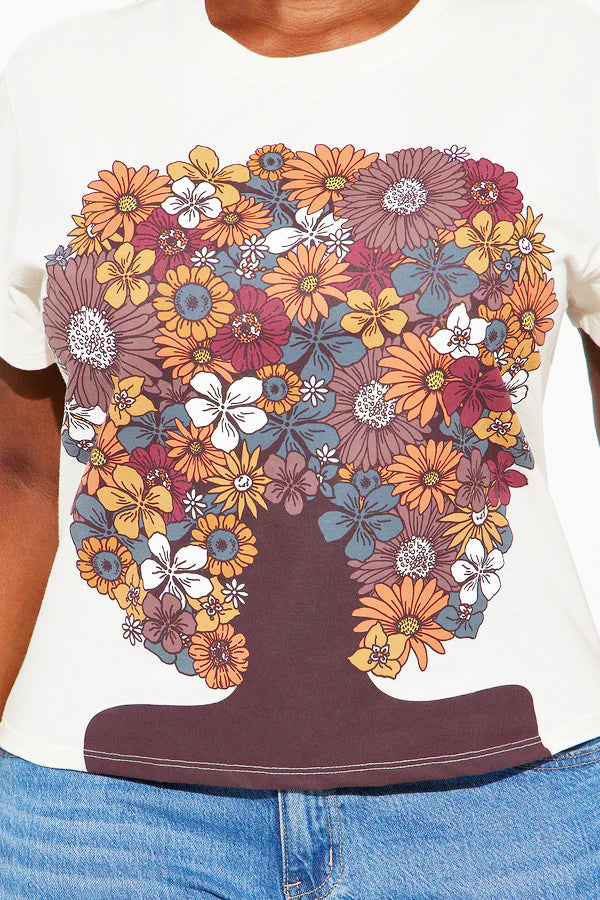 Fashionable Black Art Portrait Print T-shirt*
