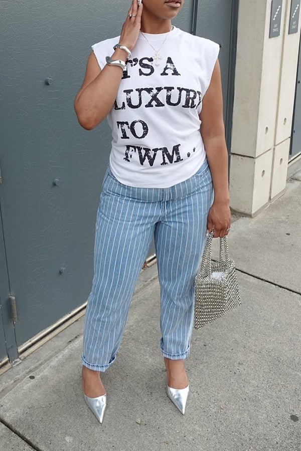 Casual Slogan Print Crew Neck Vest*