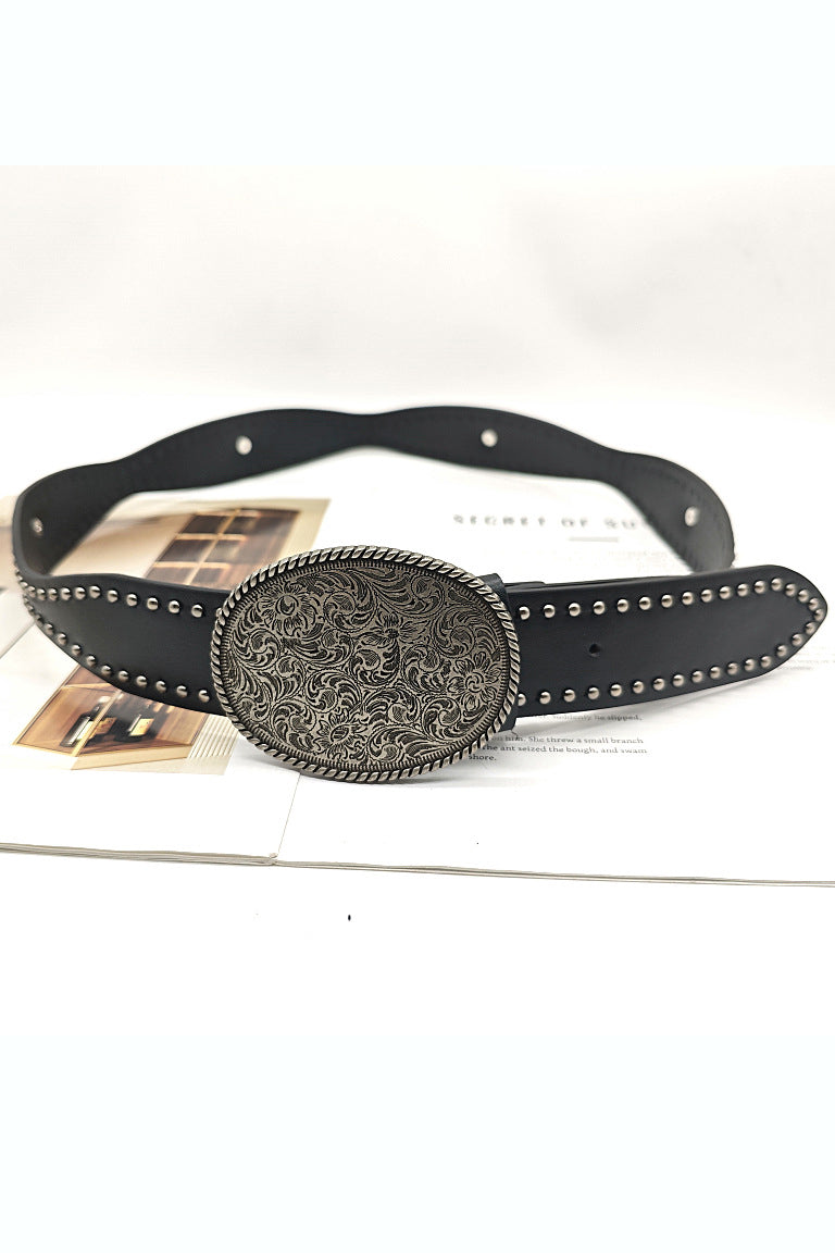Western Style Arabesque Design Rivet Belt*