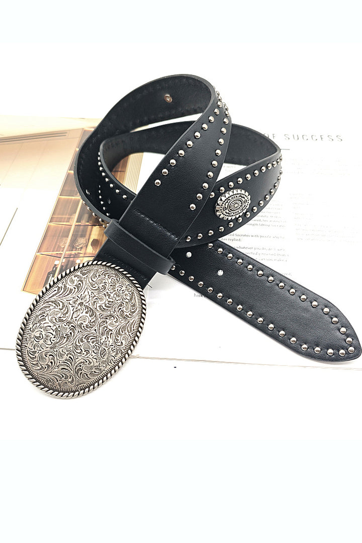 Western Style Arabesque Design Rivet Belt*