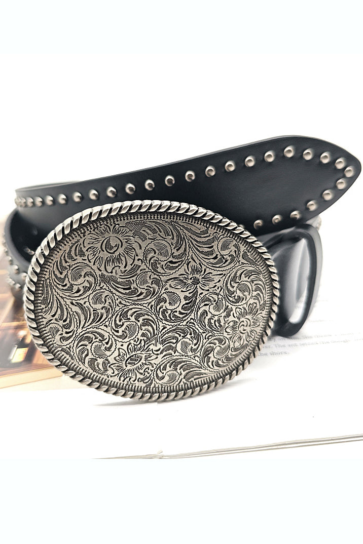 Western Style Arabesque Design Rivet Belt*
