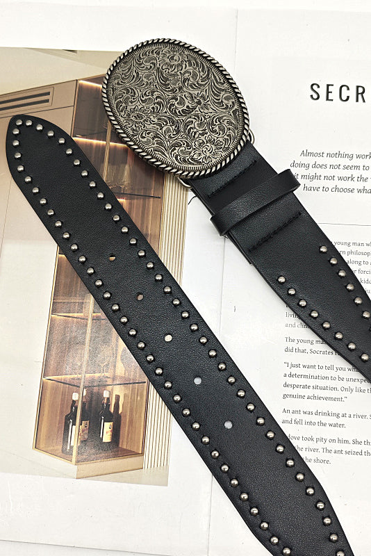 Western Style Arabesque Design Rivet Belt*