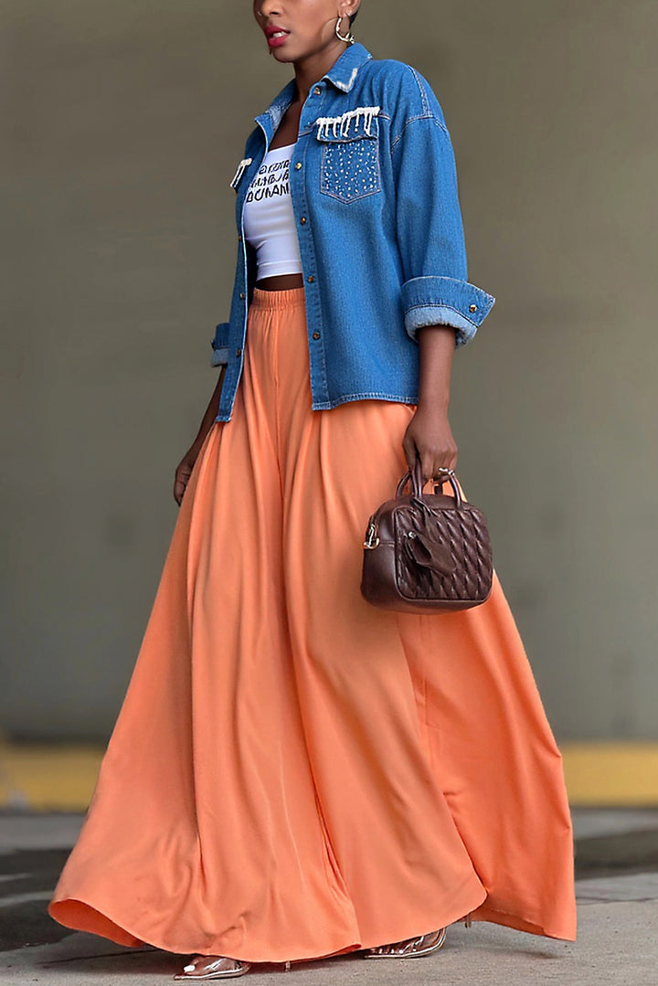 Fashion Knitted Rhinestone Lapel Denim Jacket*
