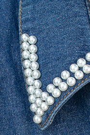 Fashion Knitted Rhinestone Lapel Denim Jacket*