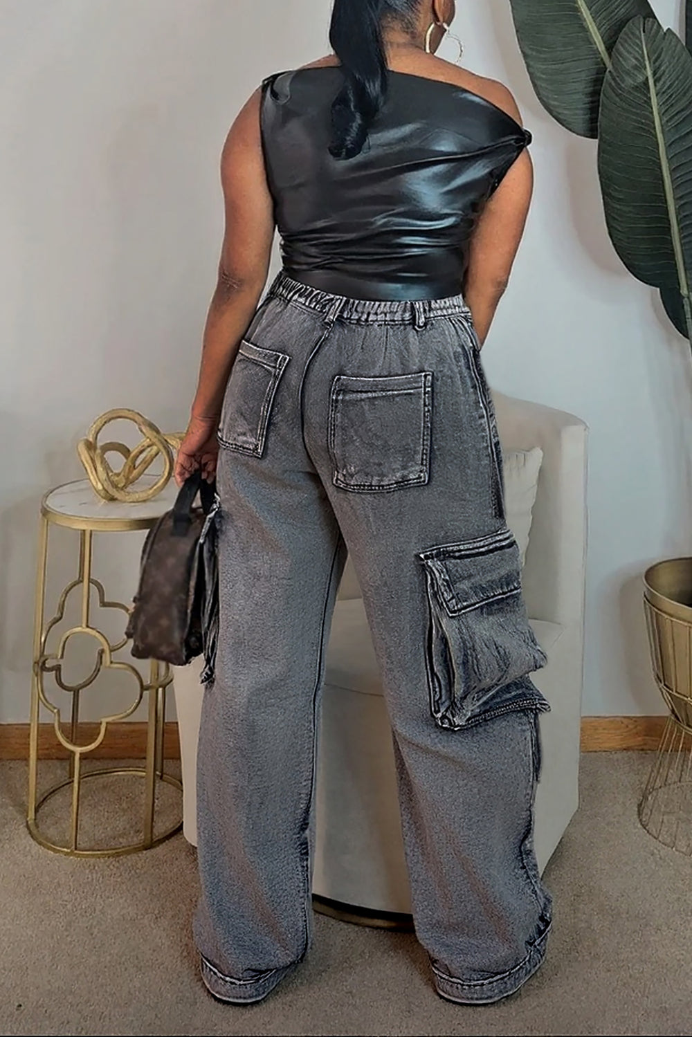 Street Fashion Ripped Ribbon Work Jeans*