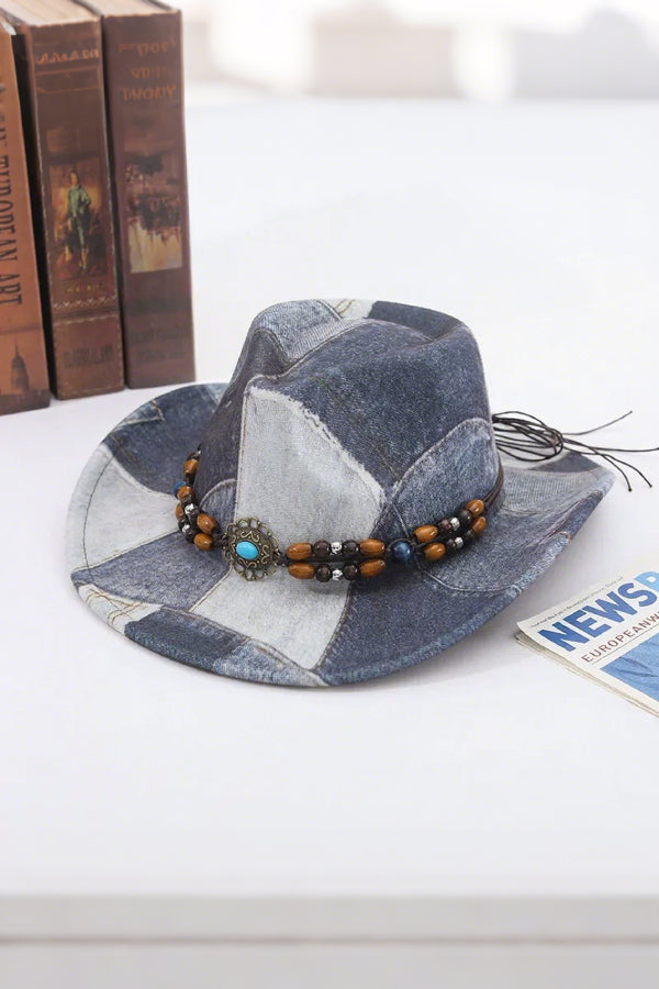 Western Distressed Colorblock Heart Shaped Cowboy Hat*