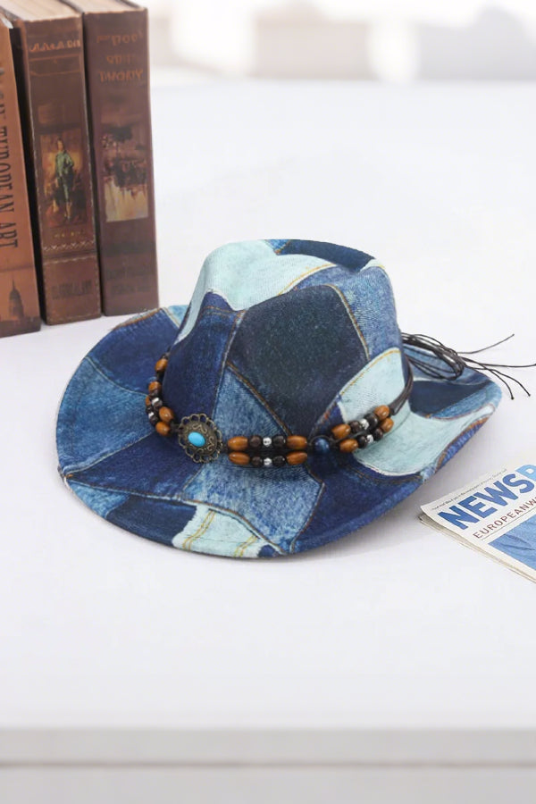 Western Distressed Colorblock Heart Shaped Cowboy Hat*