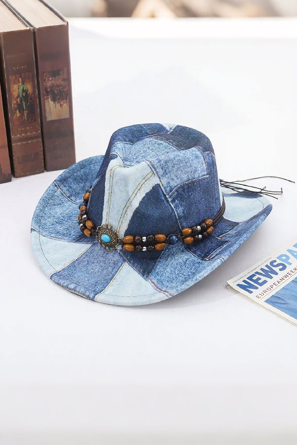 Western Distressed Colorblock Heart Shaped Cowboy Hat*
