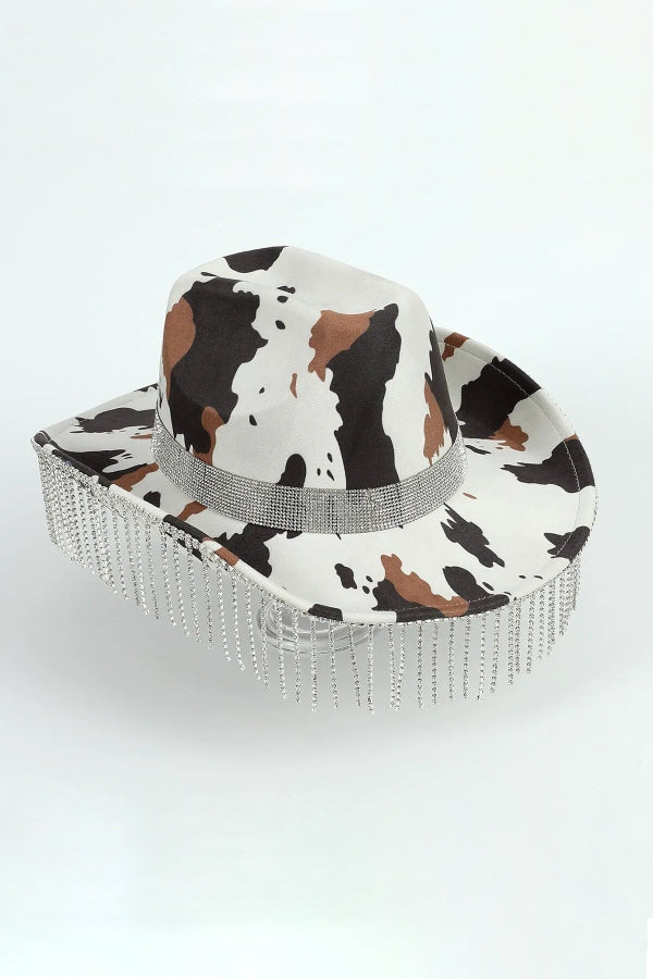 Western Milk Print Tassel Hat*