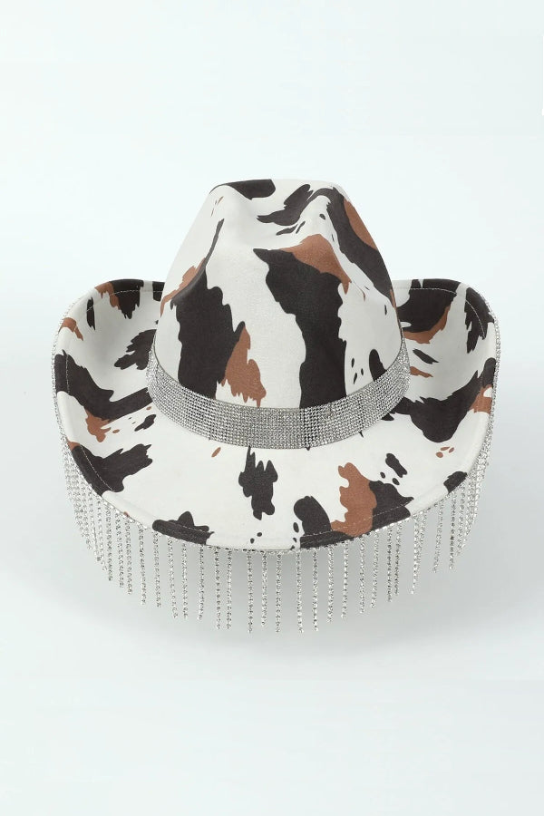 Western Milk Print Tassel Hat*