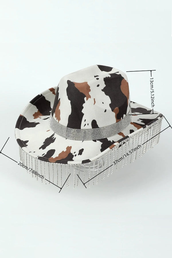 Western Milk Print Tassel Hat*