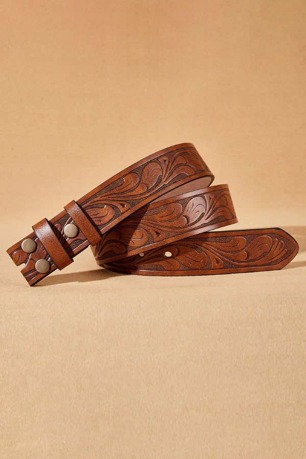 Western Style Embossed Leather Horse Head Belt*