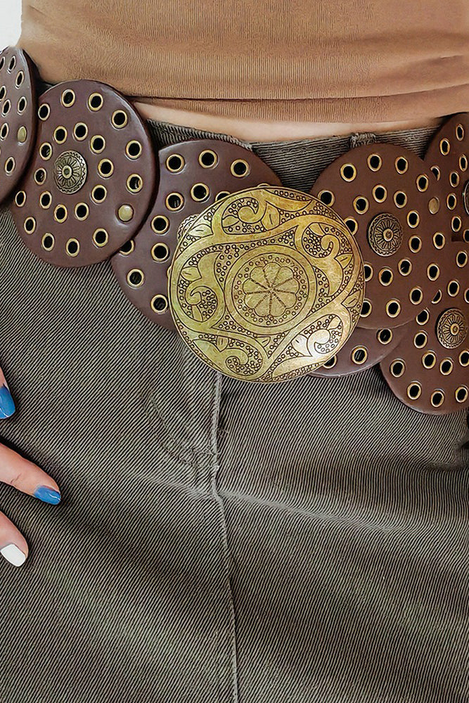 Western Style Eyelet Metal Pattern Belt*