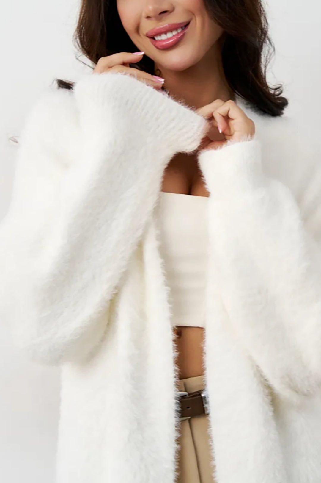 Lazy Style Long Rabbit Fur Cardigan*