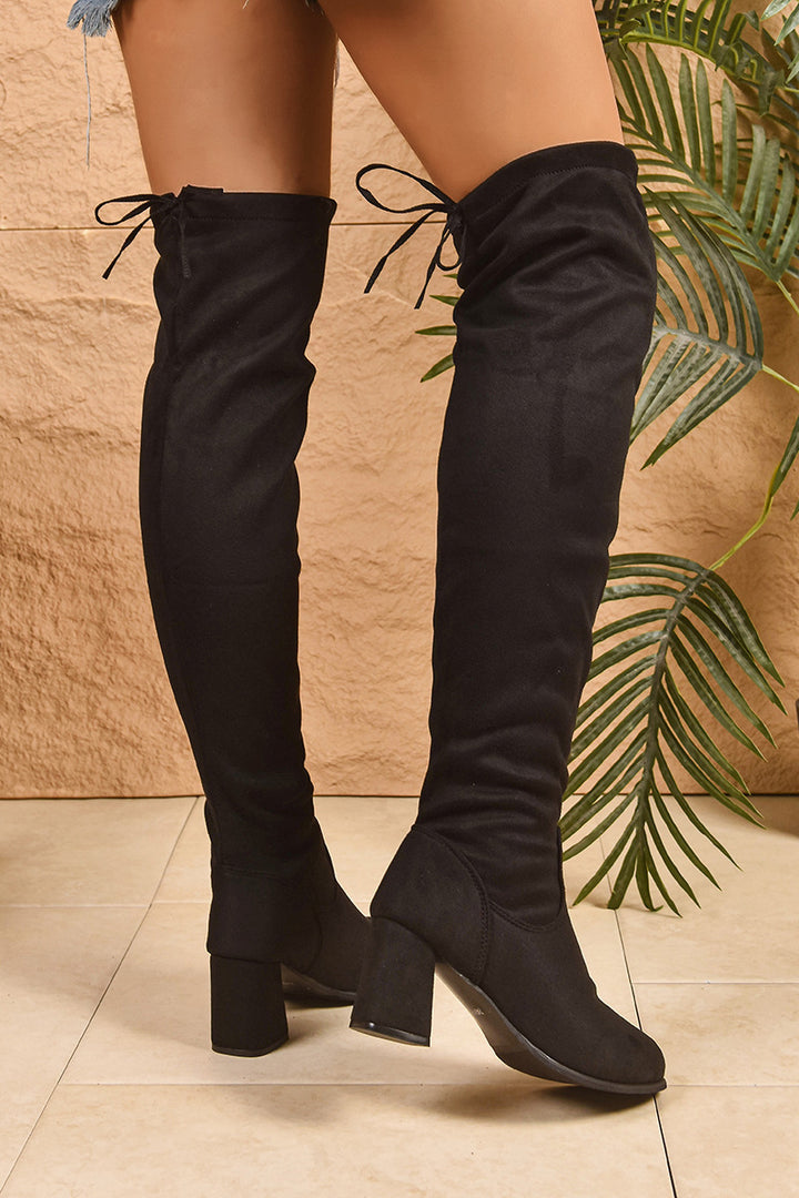 Fashionable Over The Knee Lace Up High Heeled Boots*