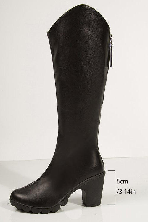 Fashionable Pu Chunky Heel Boots*