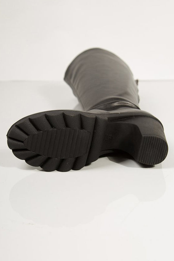 Fashionable Pu Chunky Heel Boots*