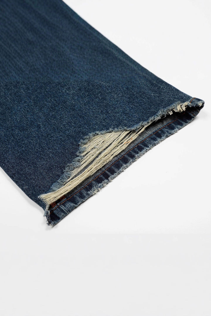 Fashionable Washed Ink Splashed Ripped Jeans*