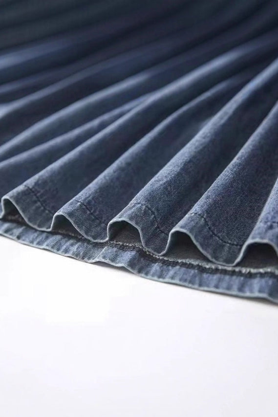 Casual Patchwork Denim Shirt Dress*