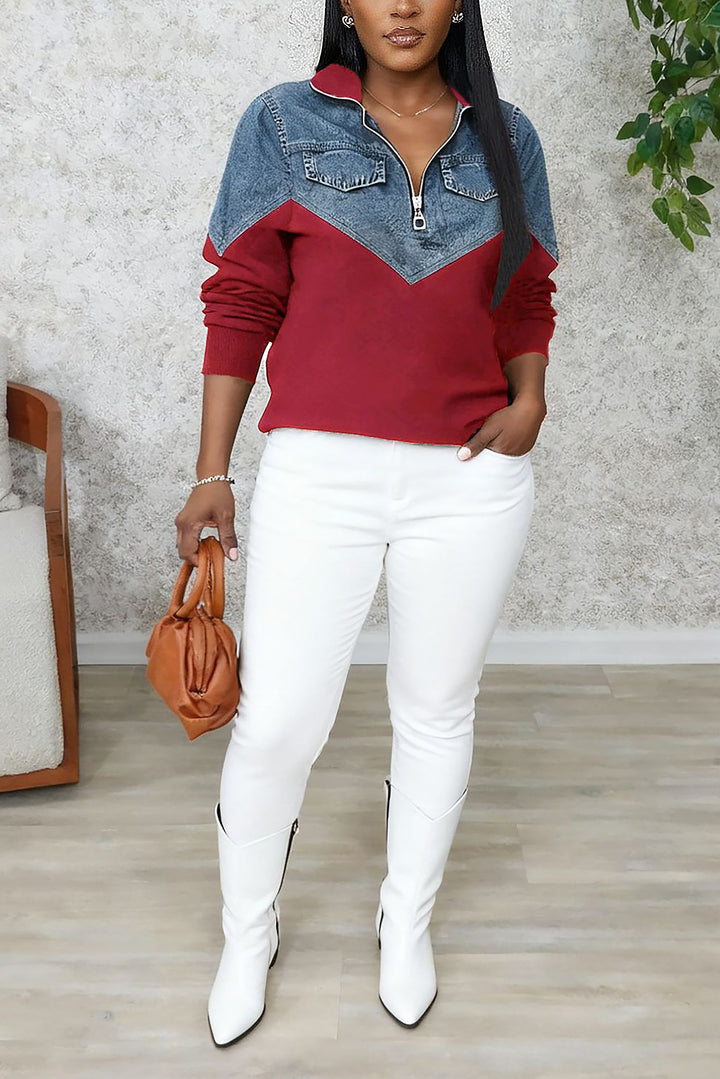 Casual Half Zip Flap Sweatshirt*