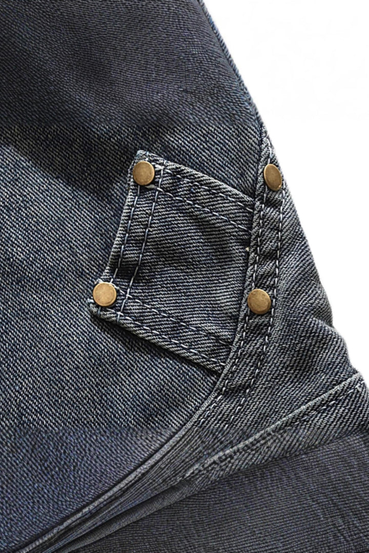 Casual Distressed Stand Up Collar Denim Sweatshirt*