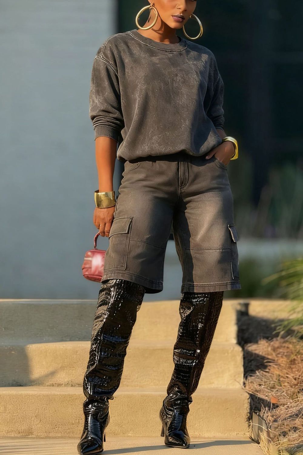 Casual Distressed Long Sleeved Sweatshirt*