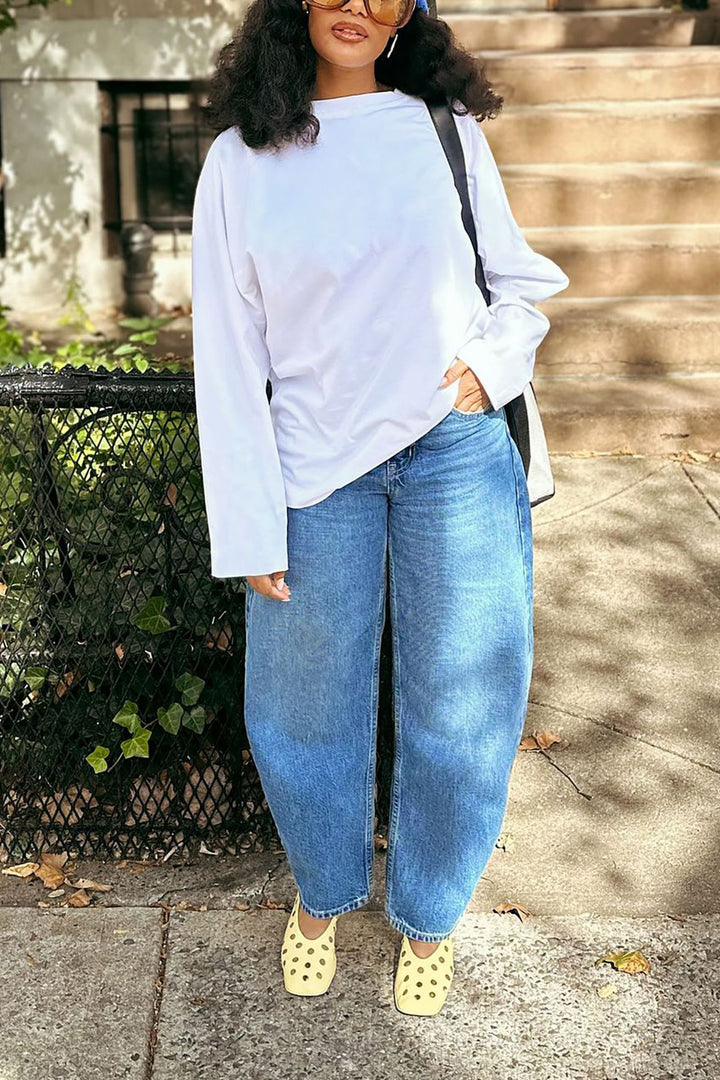 Casual Simple Cotton Long Sleeved T-shirt*