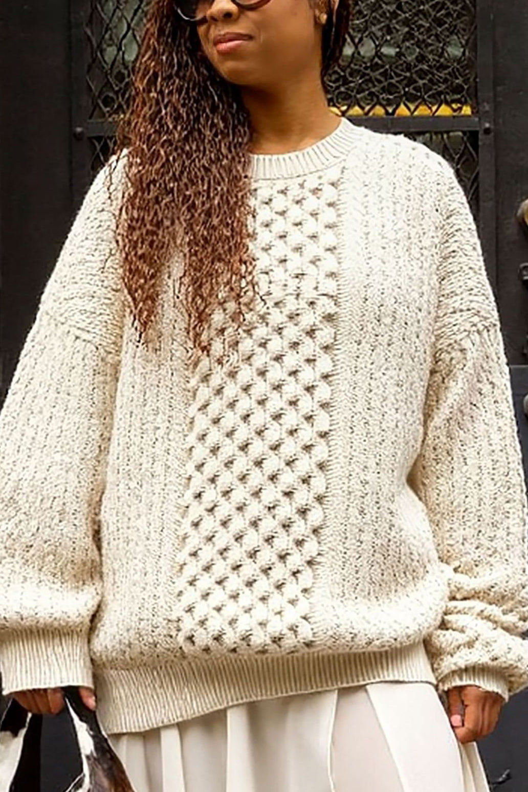 Casual Solid Loose Cable Knit Sweater*