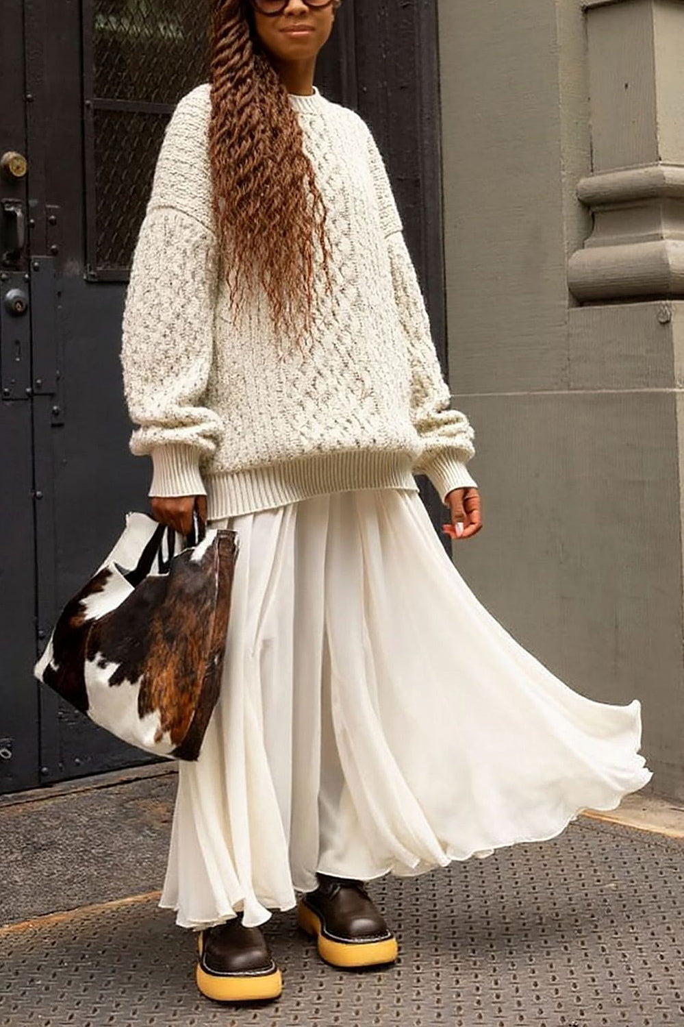 Casual Solid Loose Cable Knit Sweater*