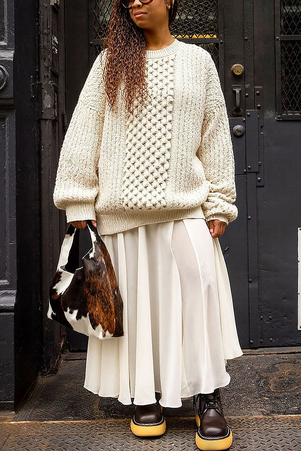 Casual Solid Loose Cable Knit Sweater*